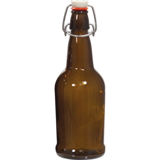 EZ Cap Bottles - 16 oz Amber Swing Top (Qty 12)
