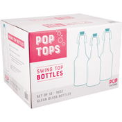 Pop Tops Bottles - 16 oz Clear Swing Top Case of 12 x 2 (Qty 24)