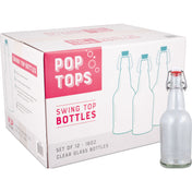 Pop Tops Bottles - 16 oz Clear Swing Top Case of 12 x 2 (Qty 24)