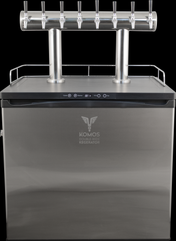 Komos Double-Wide Kegerator with Stainless Double T Bar Tower - 8 Tap