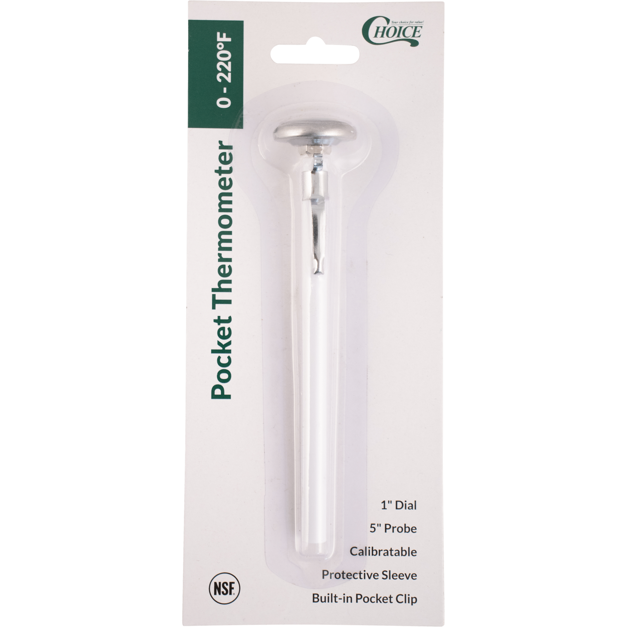 Pocket Thermometer - 1 in. Dial - 0-220F