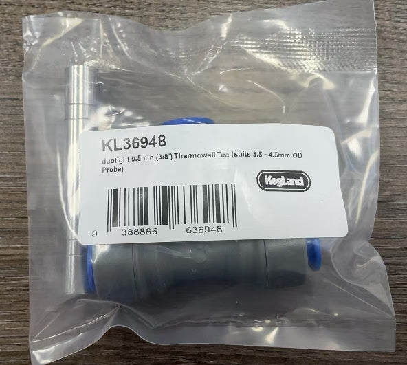 Duotight - 9.5mm (3/8) Thermowell Tee - Suits 3.5-4.5mm OD Temp Probe
