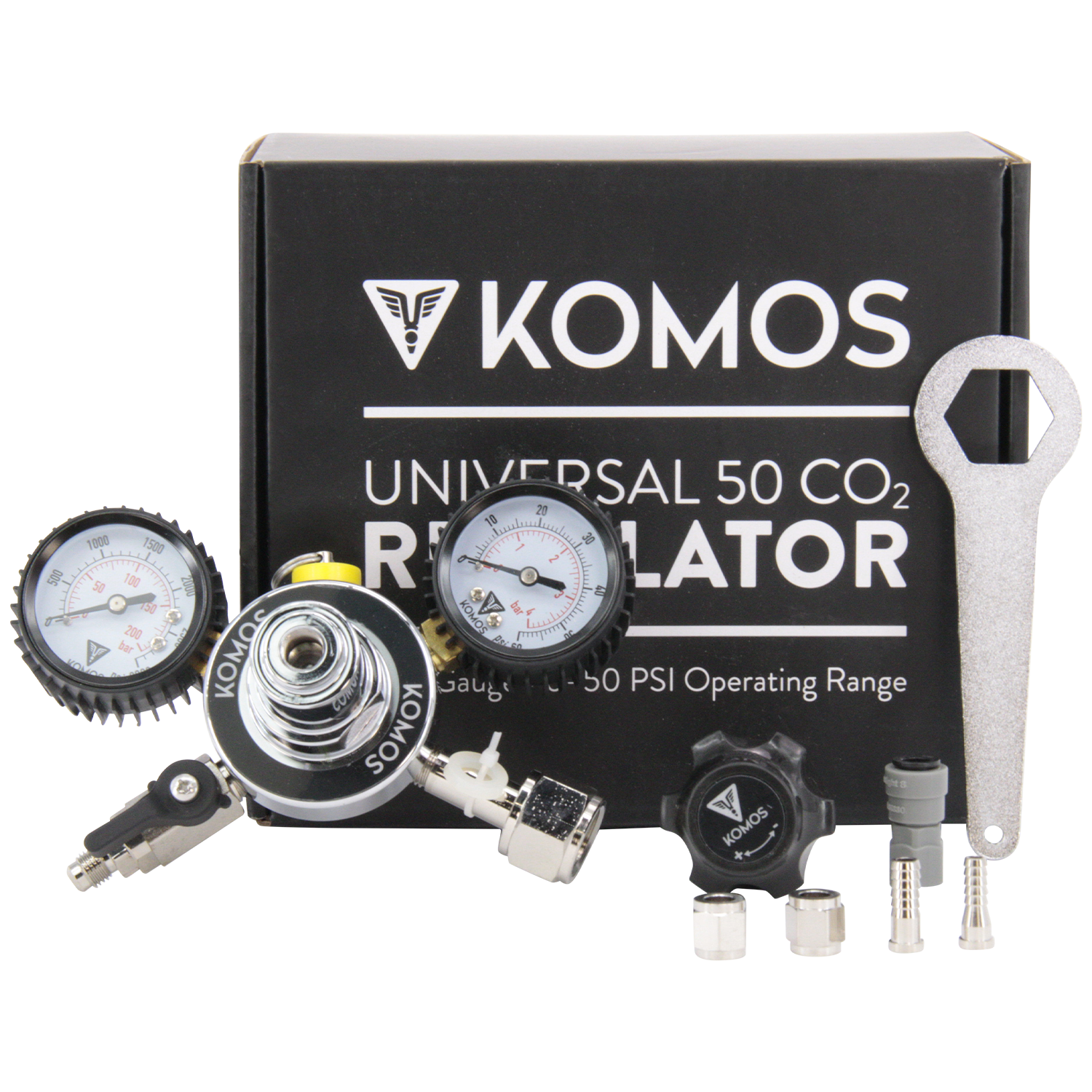 KOMOS Universal 50 - Dual Gauge CO2 Regulator - 50 psi