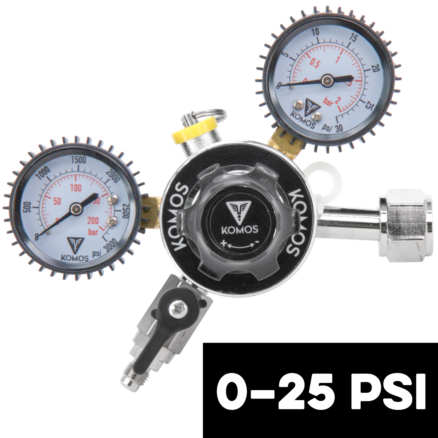 KOMOS Universal 25 - Dual Gauge CO2 Regulator - 25 psi