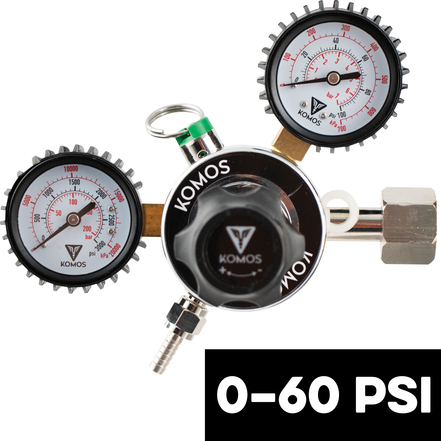 KOMOS Premium Dual Gauge CO2 Regulator - 60 psi