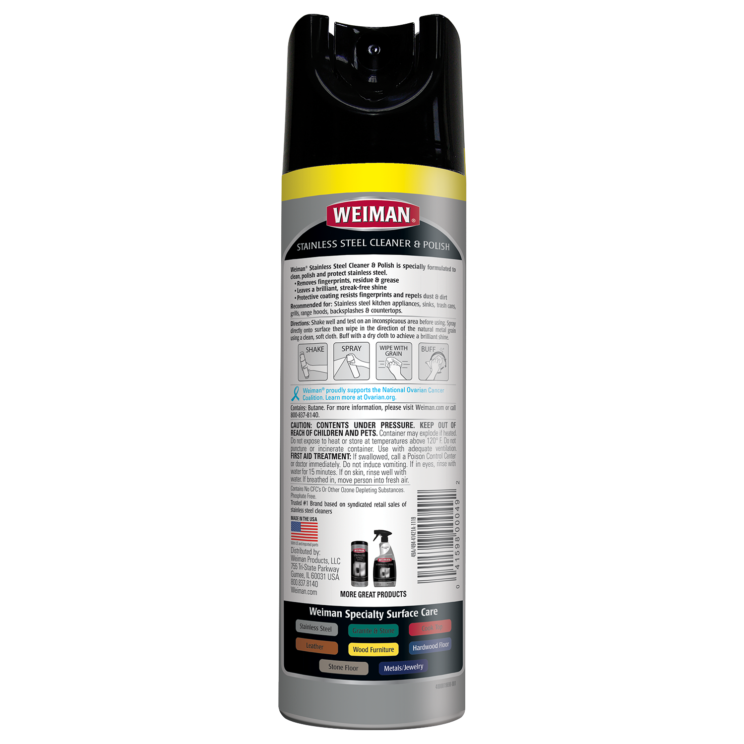 Weiman Stainless Steel 3-in-1 Clean + Shine + Protect - 17 oz Aerosol