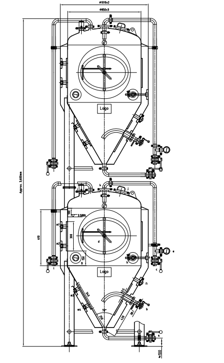 MB - Conical Unitank - 3.5 bbl - Stackable - Set of Top and Bottom Tanks